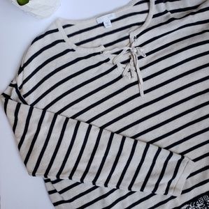 J. Jill Criss Cross Striped Sweater
